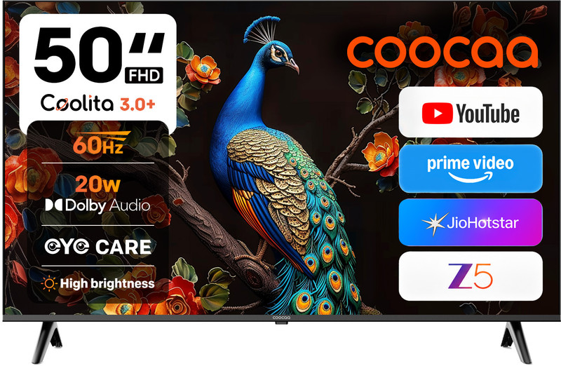Coocaa S4U Plus 126 cm (50 inch) Full HD LED Smart Coolita TV with Dolby Audio| Narrow Frame Design| Eye Care Technology| 300+ Live Channels| Voice Control by Coolink App(50S4U Plus)