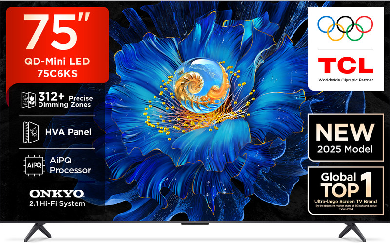 TCL C6KS 189 cm (75 inch) Ultra HD (4K) Mini LED Smart Google TV with High HDR Brightness | 312+ Dimming Zones | AiPQ Processor | Dolby Vision-Atmos 40 W | ONKYO 2.1 Hi-Fi System | IMAX Enhanced(75C6KS)
