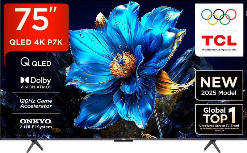 TCL P7K 189 cm (75 inch) QLED Ultra HD (4K) Smart Google TV with Dolby Vision- Atmos 35W | ONKYO 2.1ch with Subwoofer| Game Master(75P7K)