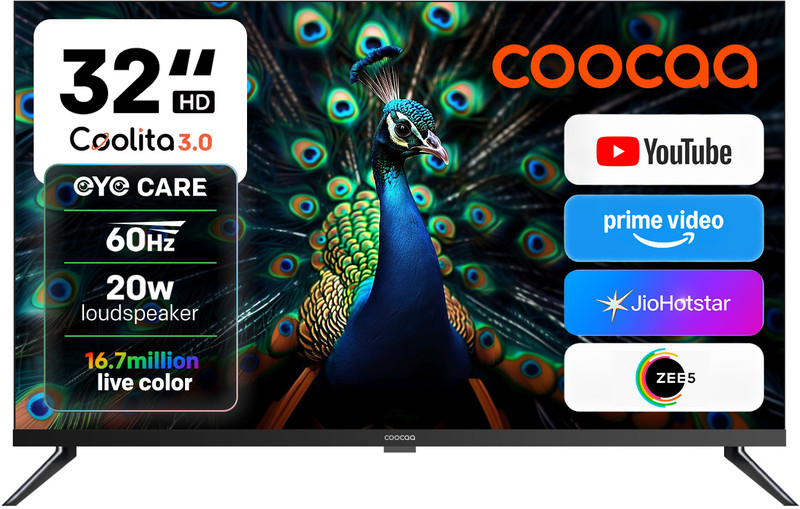 Coocaa S4U Pro 80 cm (32 inch) HD Ready LED Smart Coolita TV 2026 Edition with 20W Speakers Eye Care Narrow Bezel Design 300+ Live Channels(32S4U Pro)