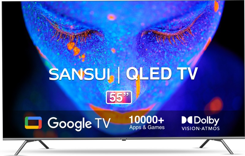 Sansui 140 cm (55 inch) QLED Ultra HD (4K) Smart Google TV With Dolby Vision and Dolby Atmos, Black  (JSW55GSQLED)
