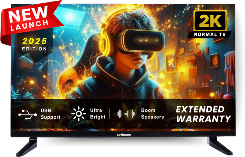 Uniboom ULTIMA 80 cm (32 inch) HD Ready LED TV with 30W Sonic Boom - True Frameless - Aura Vision+ Display - 2 HDMI(32N-ULTIMA)
