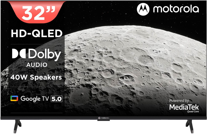 MOTOROLA 80 cm (32 inch) QLED HD Ready Smart Google TV 2025 Edition with 5.0 OS, 40 W speaker, and Dolby Audio(32HDGQMVSAQ)