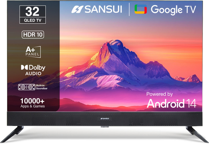Sansui 80 cm (32 inch) QLED HD Ready Smart Google TV with �HDR10| Dolby Audio| Built-in Soundbar| Filmmaker Mode| 60Hz Refresh(JSS32GSQLED)
