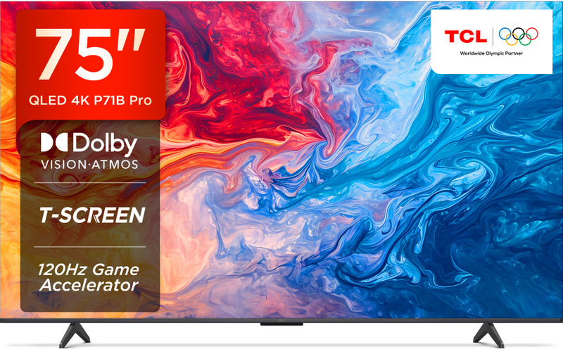 TCL P71B Pro 189 cm (75 inch) QLED Ultra HD (4K) Smart Google TV with Hands Free Voice Control |Dolby Vision- Atmos | DTS Virtual : X, ONKYO 2.1ch |120Hz Game Accelerator (75P71B Pro)(75P71B Pro)