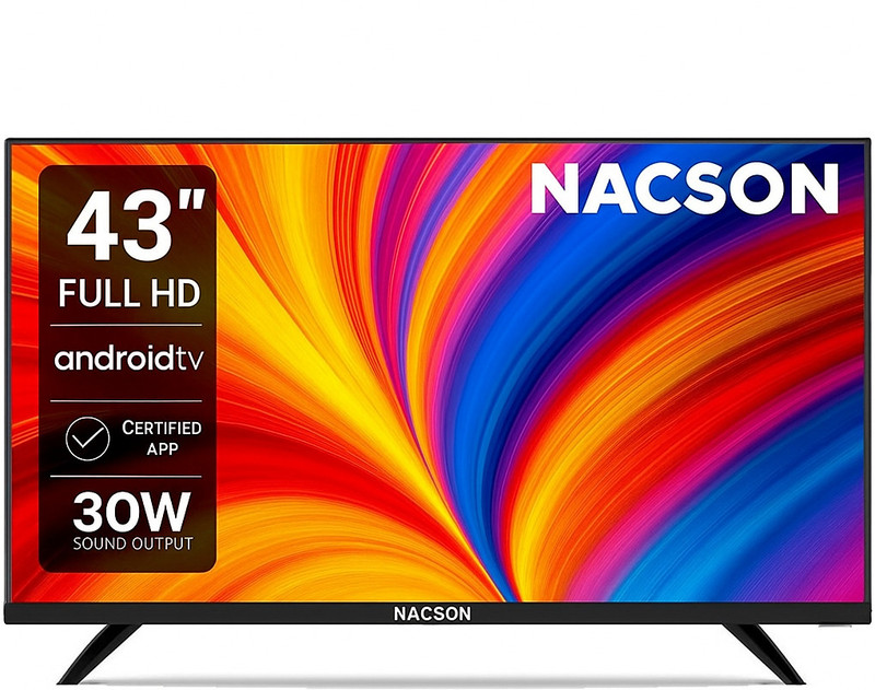 Nacson 109 cm (43 inch) Full HD LED Android TV with YOUTUBE, CLOUDTV APP STORE, PRIME VIDEOS, JIOHOTSTAR, Z5, SONY LIV, MX PLAYER TV, JIOCINEMA, CHAUPAL, CLOUD TV ,MOVIE BOX(NS43FHD25M)