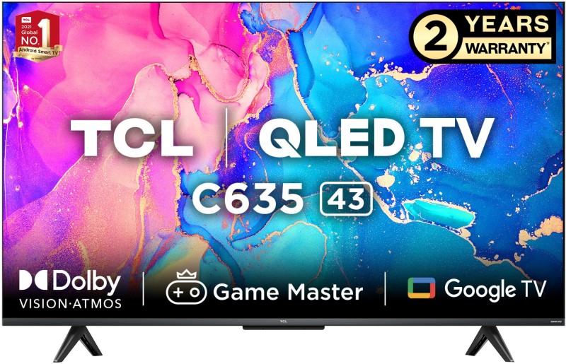 TCL 108 cm (43 inch) QLED Ultra HD (4K) Smart Google TV  (43C635)