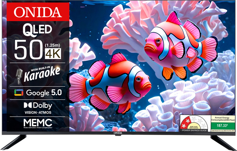 ONIDA Karaoke Series 126 cm (50 inch) QLED Ultra HD (4K) Smart Google TV 2025 Edition with Google 5.0, MEMC(Q50UGFD)