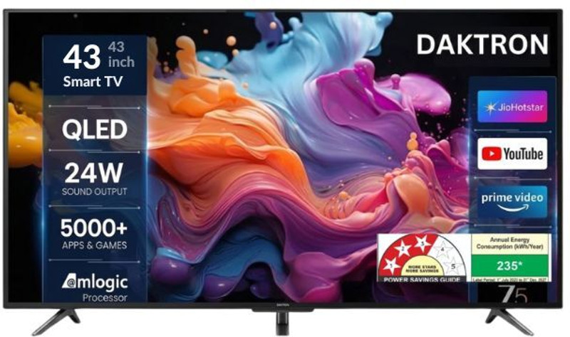 daktron 43 INCH 160.02 cm (42 inch) Full HD LED Smart Android TV 2026 Edition with 43-inch TV in India typically ranges from budget Full HD to premium 4K QLED with smart features(TV INCH 43)