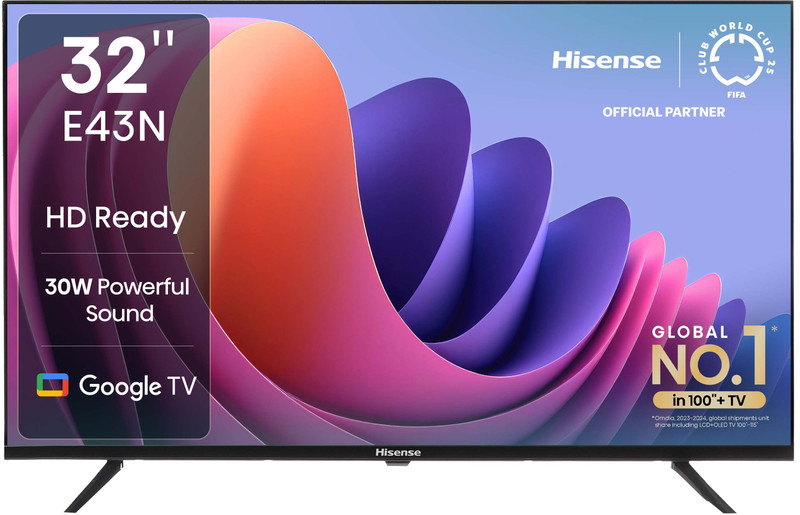 Hisense 80 cm (32 inch) HD Ready LED Smart Google TV with Dolby Audio, 30W Powerful Sound, HDR 10, Super Bright Panel (32E43N)(32E43N)