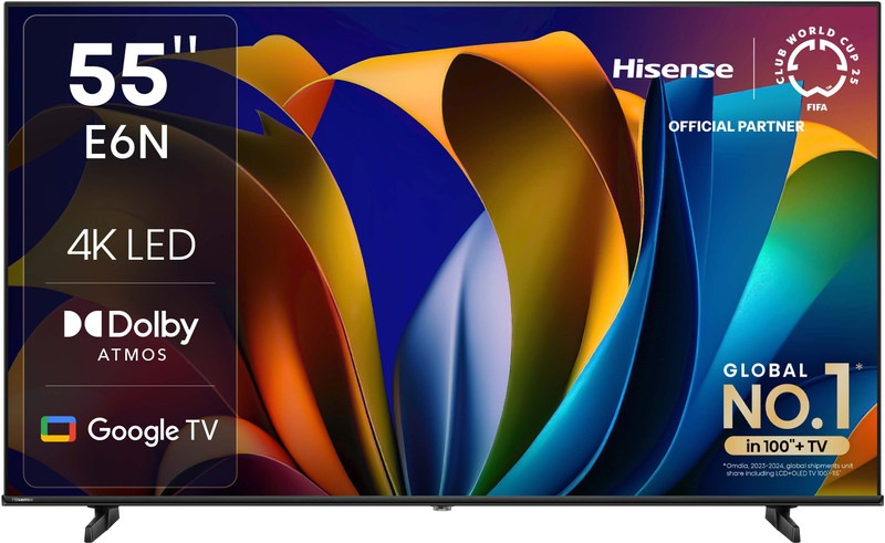 Hisense E6N 139 cm (55 inch) Ultra HD (4K) LED Smart Google TV with Atmos, Dts Virtual X and 4K AI Upscaler(55E6N)