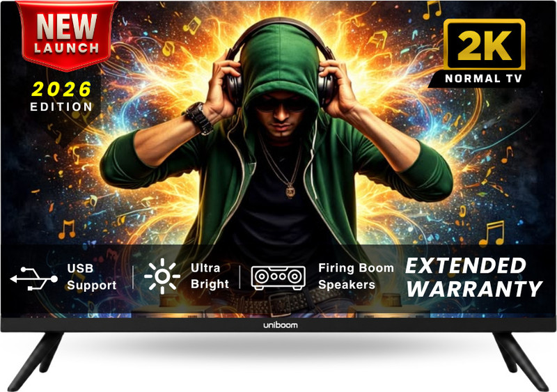 Uniboom ULTIMA 60 cm (24 inch) HD Ready LED TV with 30W Frameless Edition- Aura Vision+ Display - Monitor Support - 2 HDMI(24N-ULTIMA)