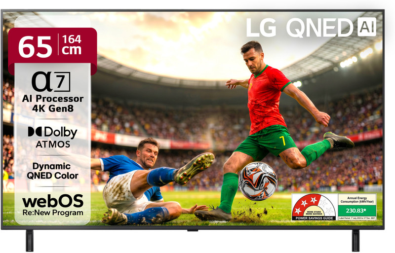 LG AI TV QNED 8CA 164 cm (65 inch) Ultra HD (4K) QNED Smart WebOS TV with Alpha7 AI Processor 4K Gen8 | Dynamic QNED Color | AI Brightness Control | 4K Expression Enhancer | NEW AI Magic Remote | AI Search with MS Copilot | AI Sound Pro (9.1.2 ch) | Dolby