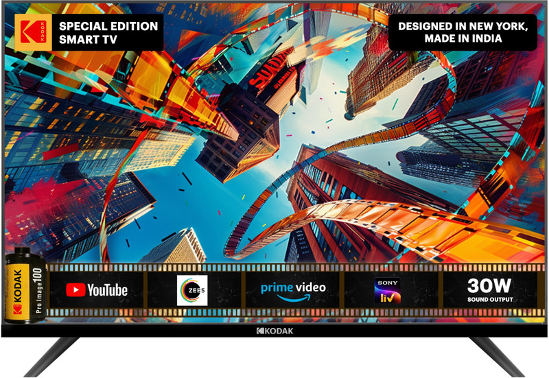 KODAK 80 cm (32 inch) HD Ready LED Smart Linux TV 2024 Edition with 30W Sound Output & Bezel-Less Design(32SE5001BL)