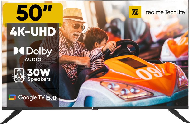 realme TechLife 126 cm (50 inch) Ultra HD (4K) LED Smart Google TV(50UHDGDRDDVB)
