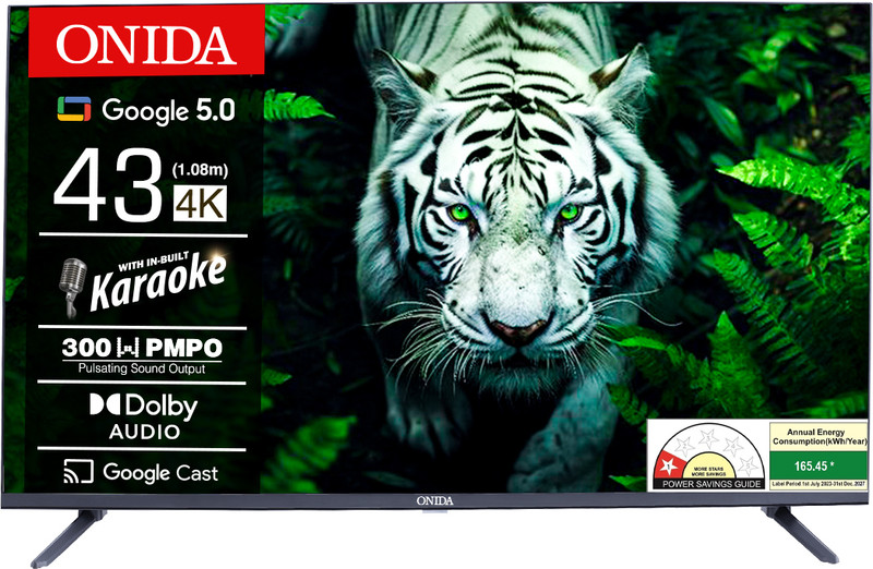 ONIDA Karaoke Series 126 cm (50 inch) Ultra HD (4K) LED Smart Google TV 2025 Edition with Google 5.0, MEMC(50UGFD)