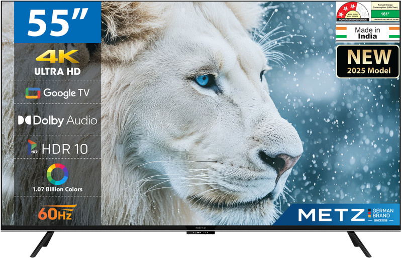 Metz Frameless 138 cm (55 inch) Ultra HD (4K) LED Smart Google TV with 30W Sound Output, Dolby Audio, HDR 10, HLG, Micro Border Design, 32GB Storage, Eye Care Technology(55G425E)