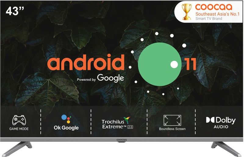 Coocaa 108 cm (43 inch) Full HD LED Smart Android TV with HDR 10 Dolby Audio and Eye Care Technology(43S7G)