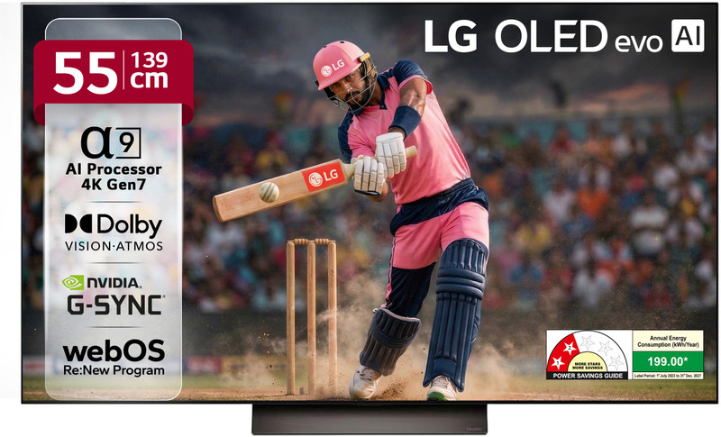 LG AI TV OLED evo C4 164 cm (65 inch) OLED Ultra HD (4K) Smart WebOS TV with Alpha 9 AI Processor 4K Gen7 | AI Picture Pro | Dolby Vision | AI Sound Pro (Virtual 9.1.2ch Up-mix) | Dolby Atmos | 144Hz VRR | 40W Sound Output | Magic Remote| Nvidia G-Sync & AMD Freesync Certified(OLED65C46LA)