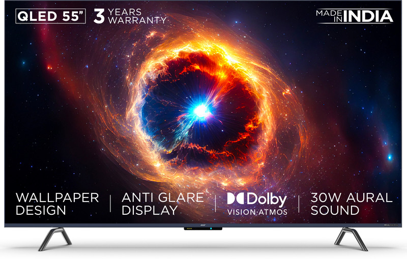 acer 139 cm (55 inch) QLED Ultra HD (4K) Smart Android TV With Super Anti Glare Display, Motion Sensor, Far Field Mic (AR55AR2851QD)