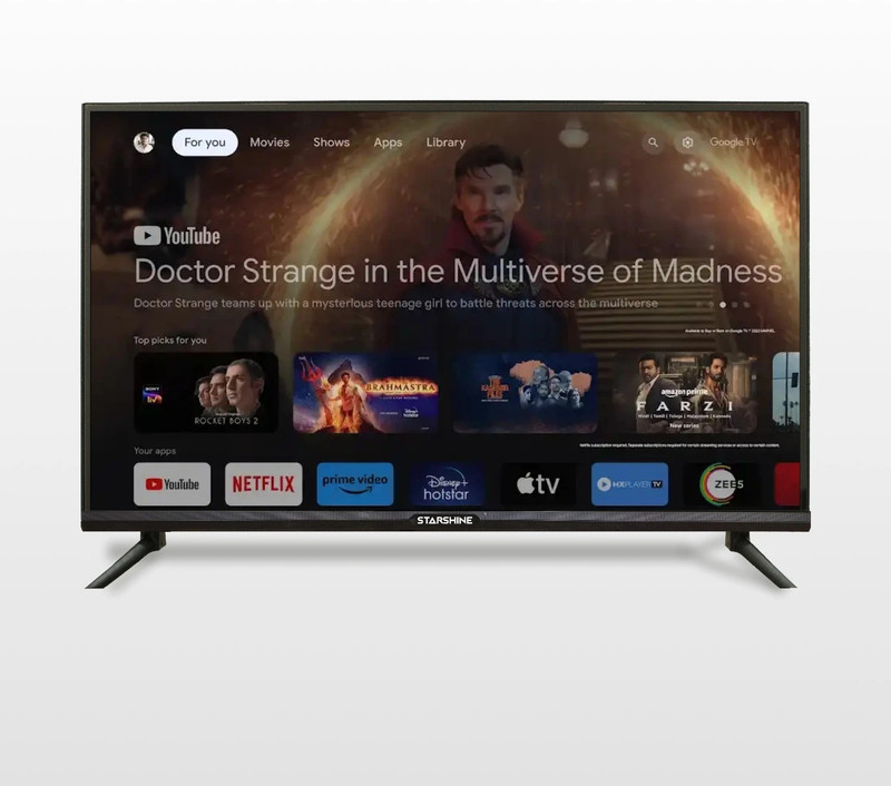 STARSHINE 108 cm (43 inch) Full HD LED Smart Google TV with Unlimited OTT Apps, Voice Search, Voice Command Remote, Gogle Assistant Easy Setup, Netflix, Amazn Prime, Web Browser, ApplTv, Hotstar, YouTube, Mobile Mirroring(43RBA)