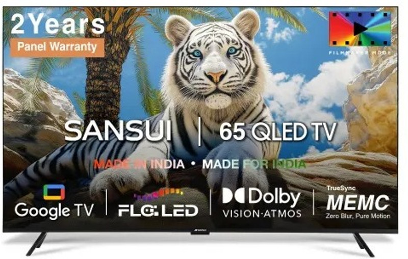 Sansui 165 cm (65 inch) QLED Ultra HD (4K) Smart Google TV with Dolby Vision, Dolby Atmos &30W Box Speaker(JSW65UG23Q)