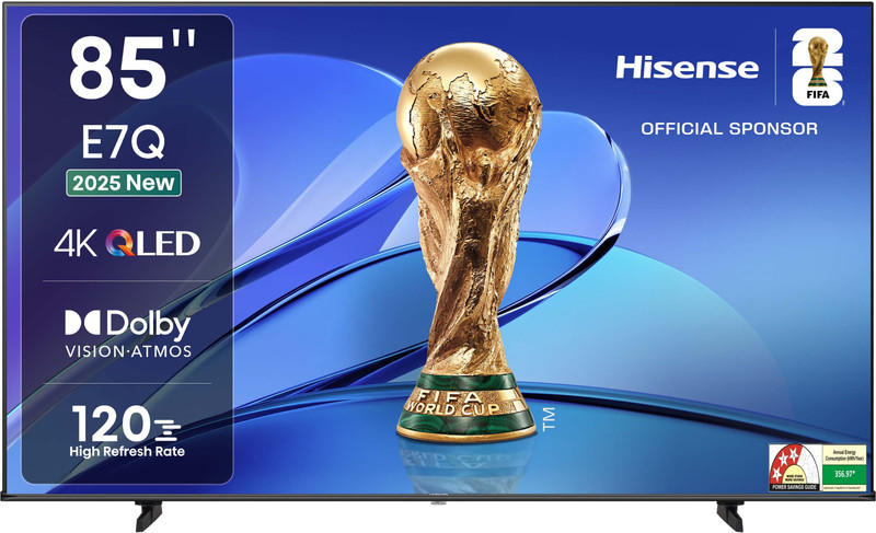 Hisense 85E7Q 215 cm (85 inch) QLED Ultra HD (4K) Smart VIDAA TV with Dolby Vision Atmos, 120 High Refresh Rate, AI 4K Upscaler(85E7Q)