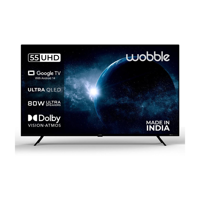 Wobble X Series 138.7 cm (55 inch) QLED Ultra HD (4K) Smart Google TV with MEMC Dolby Vision| 80W Dolby Atmos| ALLM 120Hz VRR(WB55QDXGU2875T24)
