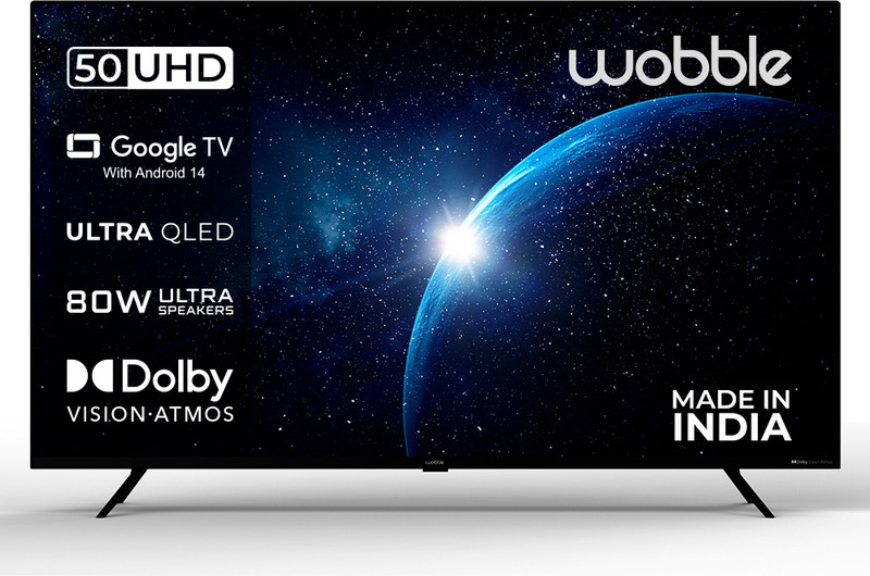 Wobble X Series 127 cm (50 inch) QLED Ultra HD (4K) Smart Google TV with MEMC Dolby Vision| 80W Dolby Atmos |ALLM 120Hz VRR(WB50QDXGU2875T24)
