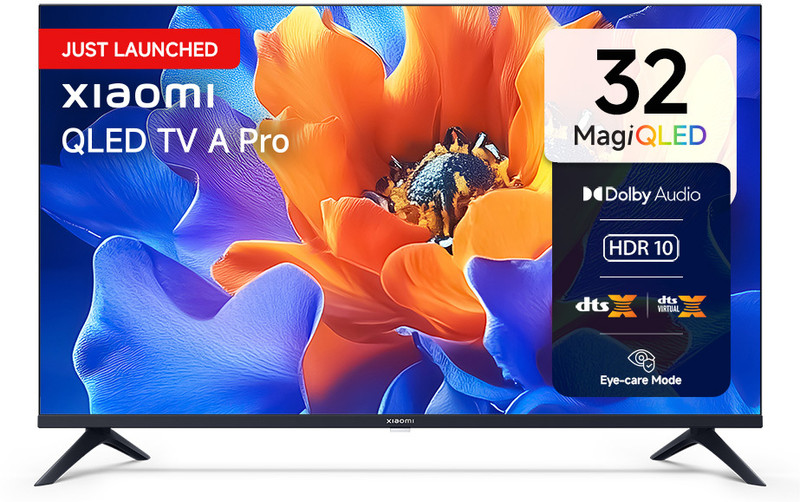 XIAOMI A Pro 80 cm (32 inch) QLED HD Ready Smart Google TV with 200+ Free Channels | HDR 10 | Dolby Audio | Premium Metal Bezel-less Design | DTS X | DTS Virtual: X| Mi TV(L32MB-APIN)