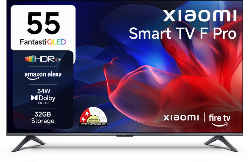 XIAOMI F Pro 138 cm (55 inch) QLED Ultra HD (4K) Smart Fire TV 2025 Edition with 34W Box Speakers | Dolby Surround Sound| 32GB Storage | Filmmaker Mode| Alexa | Mi TV(L55MB-FPIN)