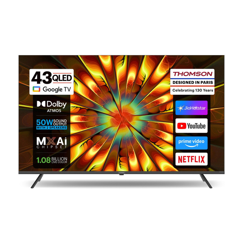 Thomson Phoenix 2025 Edition 108 cm (43 inch) QLED Ultra HD (4K) Smart Google TV with Dolby Atmos 50 Watts Sound Output 2 Speakers AI Smooth Motion Rate HDR 10 Google Assistan(43QAI1005)