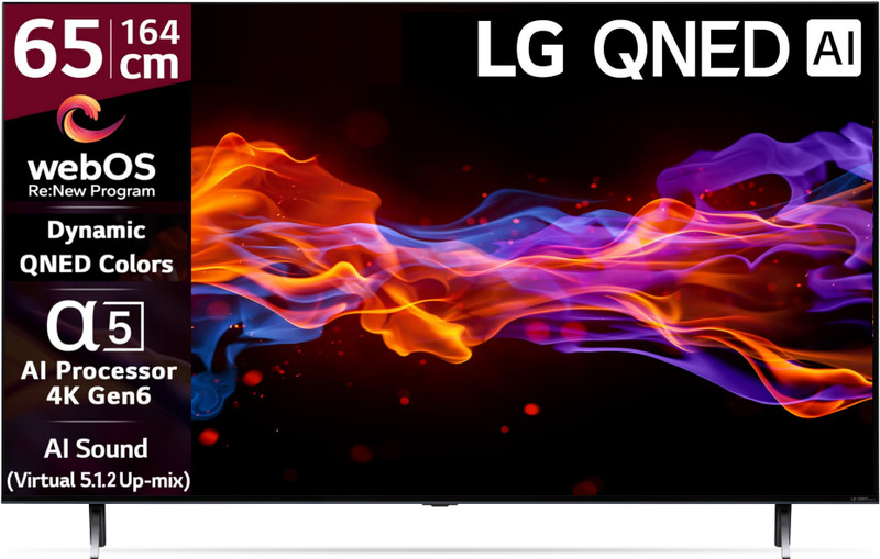 LG QNED 75 164 cm (65 inch) Ultra HD (4K) QNED Smart WebOS TV with Alpha5 AI Processor 4K Gen6, AI Picture Pro, ThinQ AI, 60 Hz Refresh Rate, Game Optimizer, Magic Remote Control, 5-Year Guaranteed with New OS Experience(65QNED75SRA)