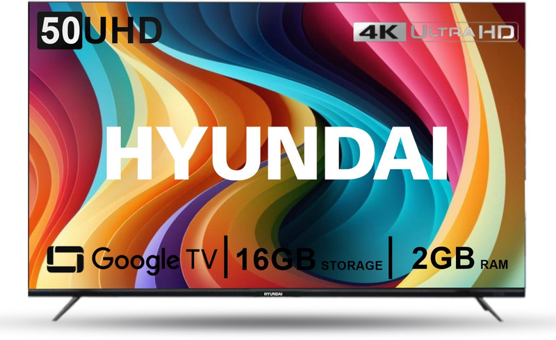 Hyundai 126 cm (50 inch) Ultra HD (4K) LED Smart Android TV with Frameless Series 4K Ultra HD Smart LED TV With ( 2+16GB ) (Black)(SHY50UGTU2)