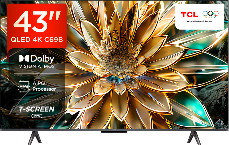 TCL C69B 108 cm (43 inch) QLED Ultra HD (4K) Smart Google TV with 30W Dolby Atmos(43C69B)