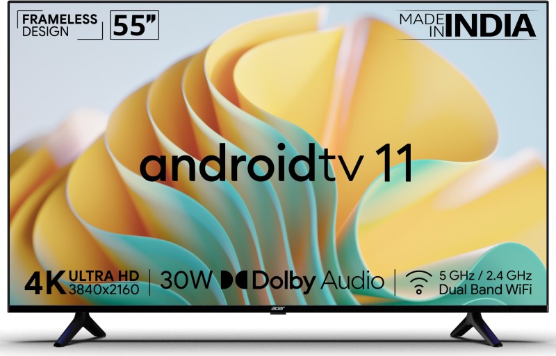 acer I Series 139 cm (55 inch) Ultra HD (4K) LED Smart Android TV with Android 11, 30W Dolby Audio, MEMC (2022 Model)