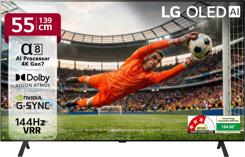 LG AI TV OLED B4 139 cm (55 inch) OLED Ultra HD (4K) Smart WebOS TV with Alpha 8 AI Processor 4K | AI Picture Pro | Dolby Vision | AI Sound Pro (Virtual 9.1.2 Surround) | Dolby Atmos | 120Hz Refresh Rate | Magic Remote | Nvidia G-Sync & AMD Freesync Compa