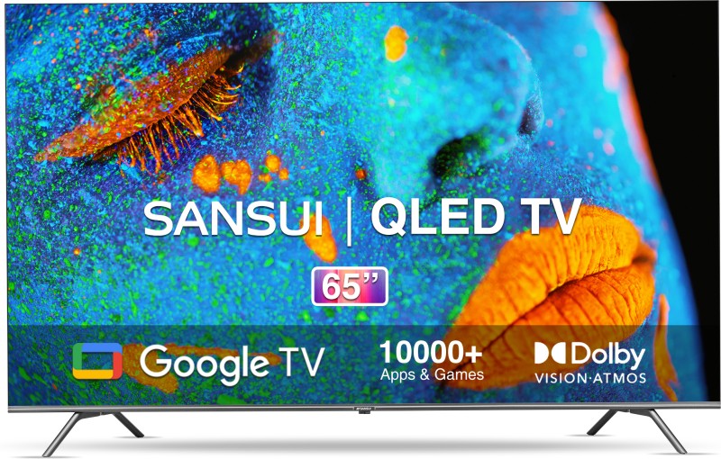 Sansui 165 cm (65 inch) QLED Ultra HD (4K) Smart Google TV With Dolby Vision and Dolby Atmos, Black(JSW65GSQLED)