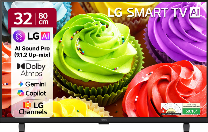 LG AI LB65 80 cm (32 inch) Full HD LED Smart WebOS TV 2026 Edition with Dolby Atmos, AI Magic Motion Remote, Multi AI (Google Gemini & MS Copilot), with 5 AI Processor Gen9, HDR10 Pro, AI Sound Pro (Virtual 9.1.2 Up-mix), 5 Years OS upgrade, Secured by LG Shield, LG Channels(32LB655BPLA)