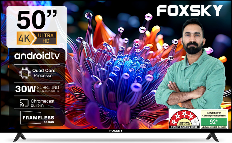 Foxsky 127 cm (50 inch) Ultra HD (4K) LED Smart Android TV(50FS-VS)