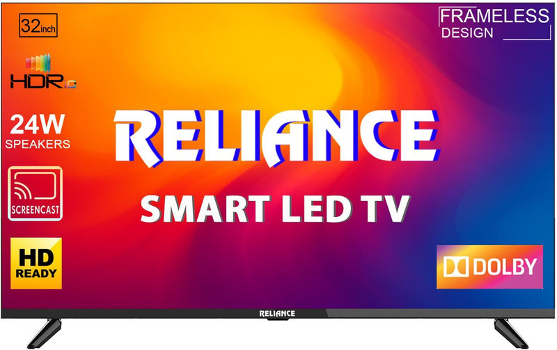Reliance 80 cm (32 inch) HD Ready LED Smart Android TV 2025 Edition with 24 W Front Boom Speakers | 1000+ Smart Apps | Mobile Screen Connect | Wifi | Games(RW32MP8676HD)