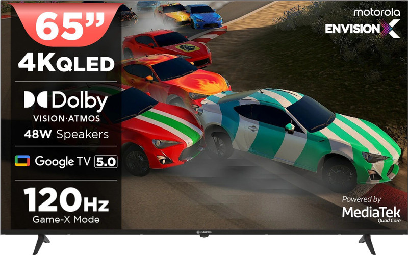 MOTOROLA 165 cm (65 inch) QLED Ultra HD (4K) Smart Google TV with 5.0 with 48 W speaker, 120Hz Game accelerator, and Dolby Atmos(65UHDGQMVSAQ)