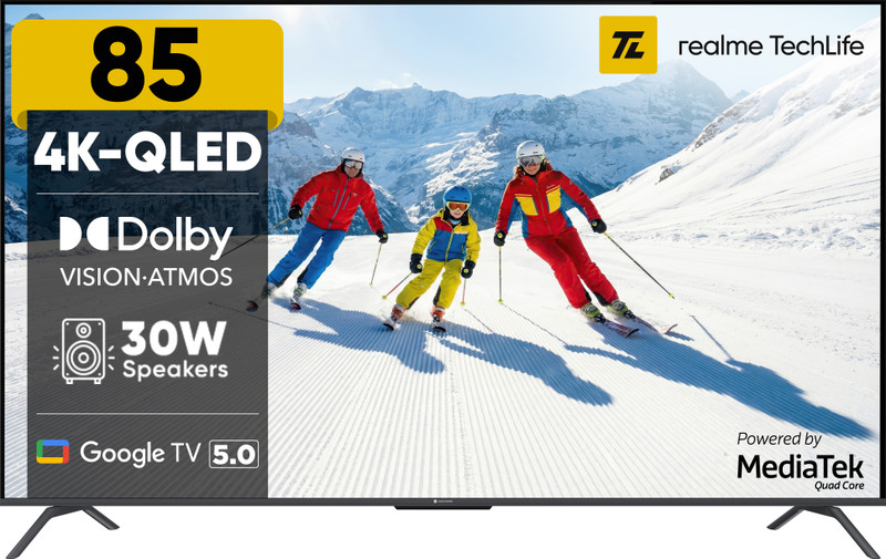 realme TechLife 139 cm (55 inch) Ultra HD (4K) LED Smart Google TV 2025 Edition with 5.0 OS, Dolby Audio, and 30 W downfiring speaker(55UHDGDRWSDB)