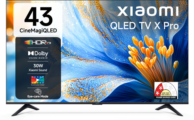 XIAOMI X Pro CineMagiQLED 108 cm (43 inch) QLED Ultra HD (4K) Smart Google TV with Dolby Vision | HDR 10+ | 32 GB Storage | 30W Dolby Audio | Xiaomi Sound | Film-maker Mode| Mi TV(L43MB-APIN)