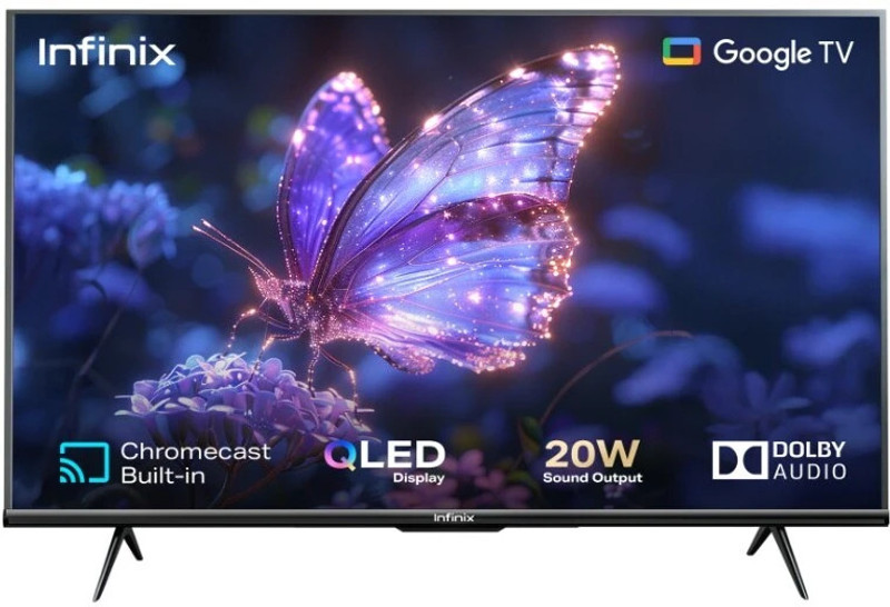 Infinix 32GH3Q 80 cm (32 inch) QLED HD Ready Smart Google TV with Bezel-less Design| EPIC Engine| Google Assistant| Built-in Chromecast| Google Home App compatibility| Dual-Band WiFi|(32GH3Q)