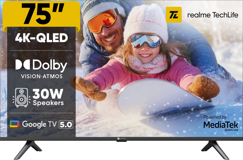 realme TechLife 164 cm (65 inch) QLED Ultra HD (4K) Smart Google TV(65UHDGQRDDVQ)