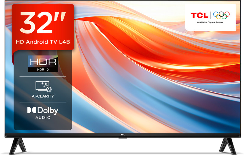 TCL L4B 79.97 cm (32 inch) HD Ready LED Smart Android TV with Metallic Bezel Less and Chromecast built-in(32L4B)