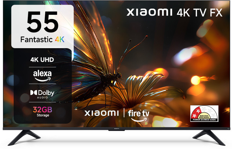 XIAOMI FX Series 138.68 cm (55 inch) Ultra HD (4K) LED Smart Fire TV with Alexa built-in | HDR 10 | 32 GB Storage | 30W Dolby Audio | Premium Metal Bezel-less Design | Film-maker Mode | 120 Hz Game Booster | Mi TV(L55MB-FIN)