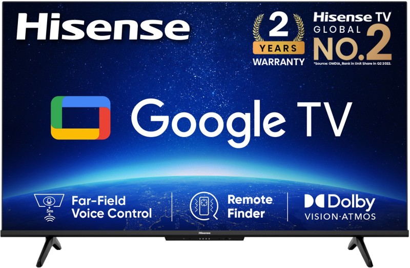 Hisense A6H 139 cm (55 inch) Ultra HD (4K) LED Smart Google TV with Hands Free Voice Control, Dolby Vision and Atmos  (55A6H)