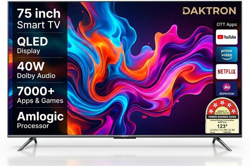 DAKTRON Andorid Smart TV 189 cm (75 inch) QLED Ultra HD (4K) WebOS TV 2026 Edition with ANDORID Smart TV(75 inch TELEVISION)